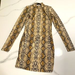 Snakeskin Mock Neck Bodycon Dress